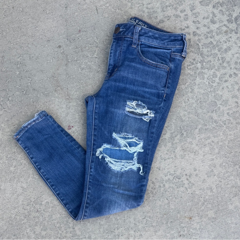 American Eagle Outfitters Ripped Blue Skinny Jeans